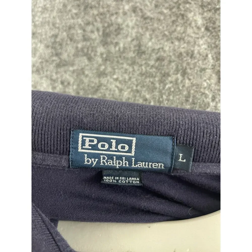 Polo Ralph Lauren Polo Shirt Mens Large Blue Sweater Pullover Long Sleeve N73